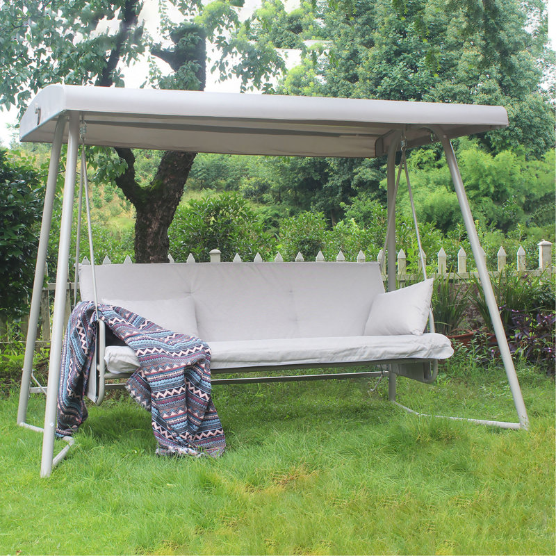 Balancelle en métal avec coussin et auvent réglable pour l'extérieur