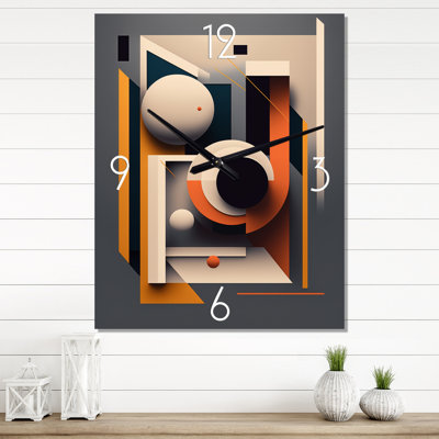 Minimal Retro Geometry On Dark Gray - Modern Geometric Very Large Wall Clocks