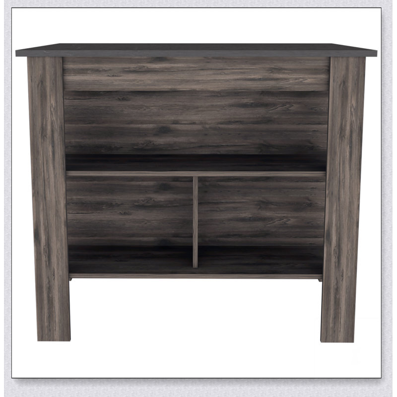 Îlot de cuisine spacieux à 3 tablettes Rockaway avec rangement spacieux et fabrication durable pour les cuisines modernes