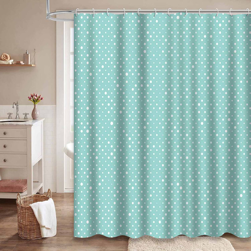 Rideau de douche abstrait à pois rétro avec 12 crochets, L 72 po x l 78 po