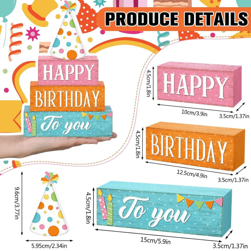 Ensemble de 4 pièces de décoration Happy Birthday