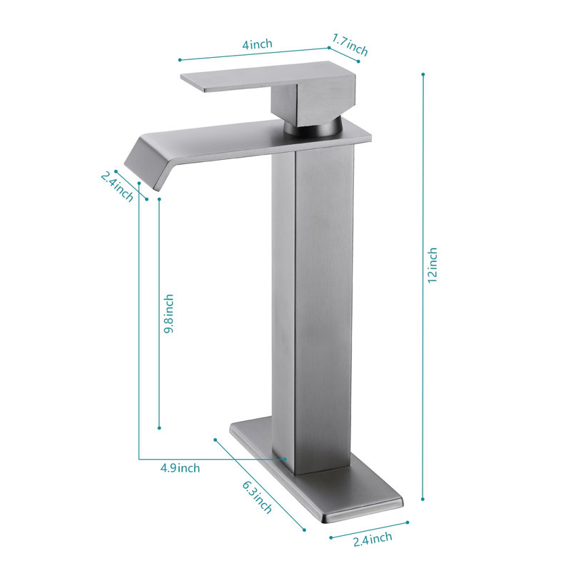 Robinet de lavabo de salle de bain à poignée simple en nickel brossé avec flux laminaire