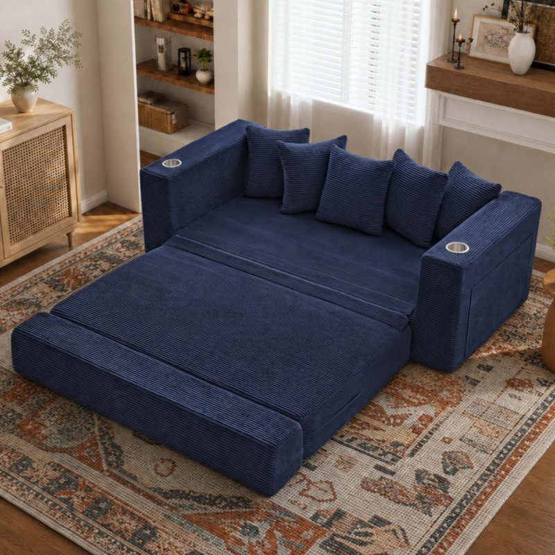 Canapé-lit pliant convertible, Blue Corduroy