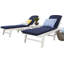 Ensemble de chaises longues 3 pièces avec coussins Nautical