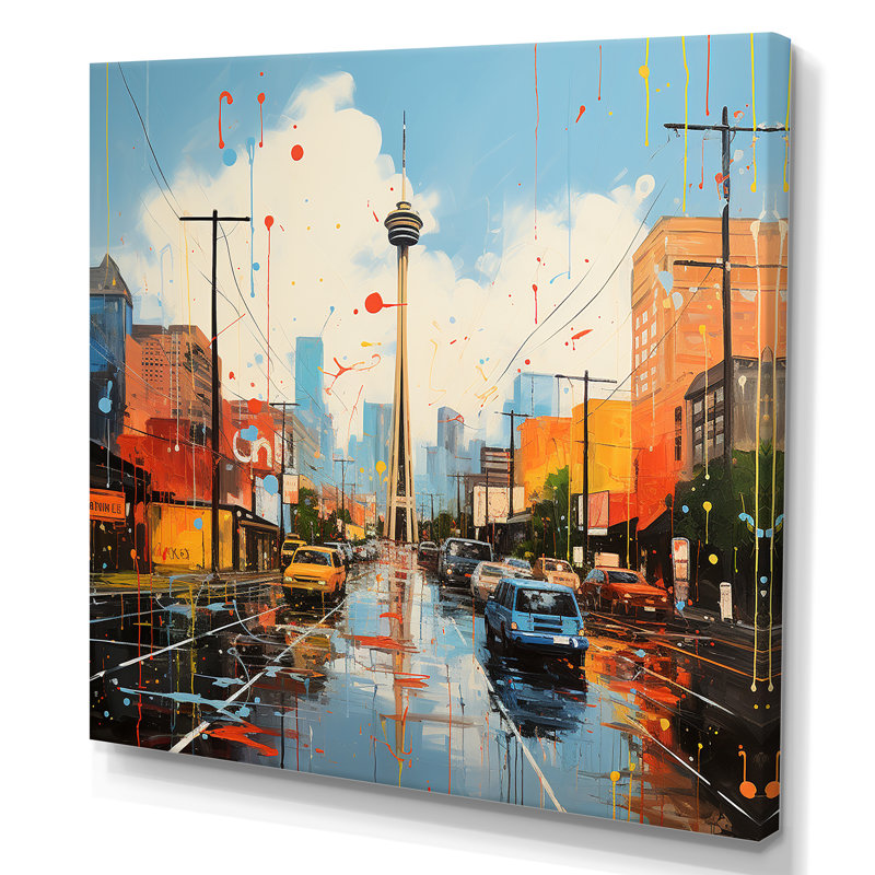 Paysage urbain d'Atlanta, coucher de soleil I - art mural d'Atlanta, Toile tendue, 16" H x 16" W