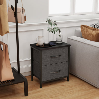 2 Storage Drawers For Bedroom Nightstand Small Dresser Chest Of Drawer End Table For Living Room