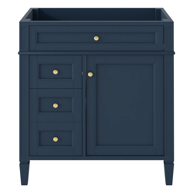 Meuble-lavabo de 30 po sans lavabo supérieur, armoire de rangement de salle de bain avec 2 tiroirs et un tiroir rabattable (NE PAS INCLURE DE BASSIN)