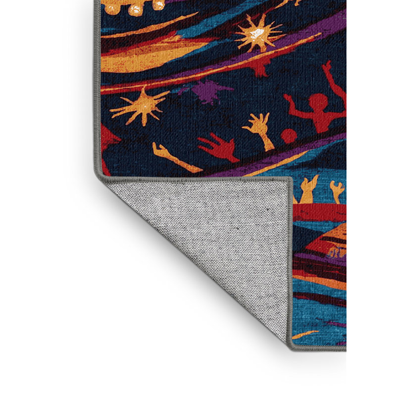 Washable Concert and Festival Vibes Music Area Rug, Rectangle 5' x 7'