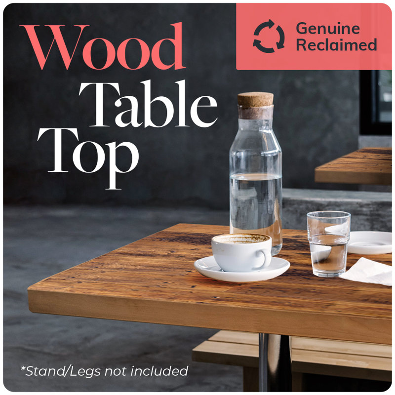 Vintage Matte Dark Walnut Reclaimed Wood Rectangular Table Top