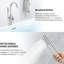Robinet de baignoire autoportant et douche à main - Acier inoxydable et laiton, fixation au sol, nickel brossé, débit élevé, bec rotatif sur 360 ° avec noir mat, pivotant