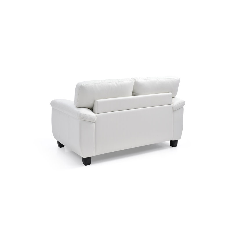 Moran 57" Pillow Top Arm Loveseat, White Faux Leather