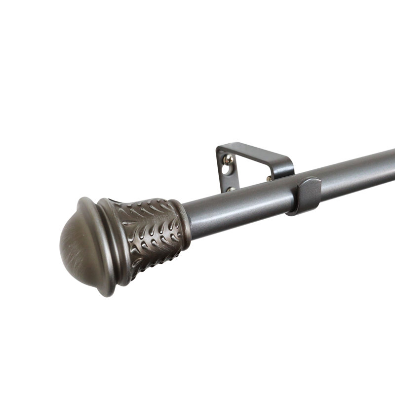 Tringle à rideaux simple réglable en métal Chenese, H 2,5 po x l 36 po x P 3,5 po, Argent antique