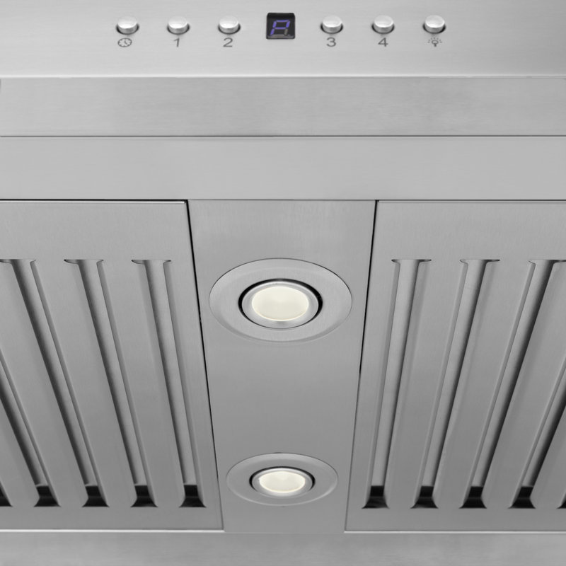 30" 400 CFM Ducted Island Range Hood in Silver with Nightlight