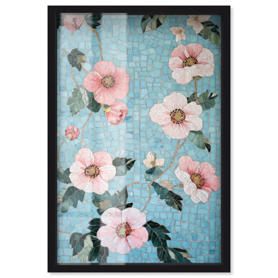 «Memory of a Roman Villa II Shadowbox», art mural floral bleu par Art Remedy, cadre noir, 31 x 46