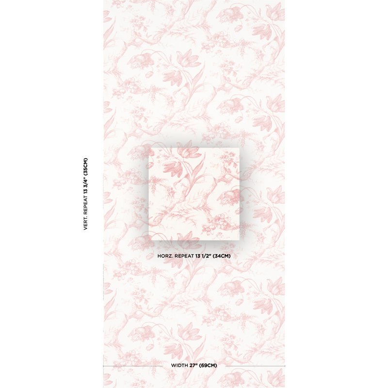 Toile De Fleurs Wallpaper, Pink