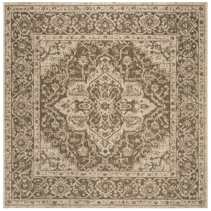 Tapis oriental beige / crème Danya, Carré 6 pi 7 po