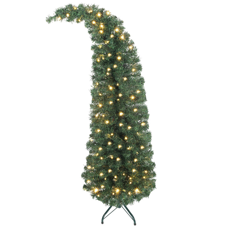 Sapin de Noël de 5 pi avec sapin de Noël mince 5 pi avec support en métal, vert, H 5 pi