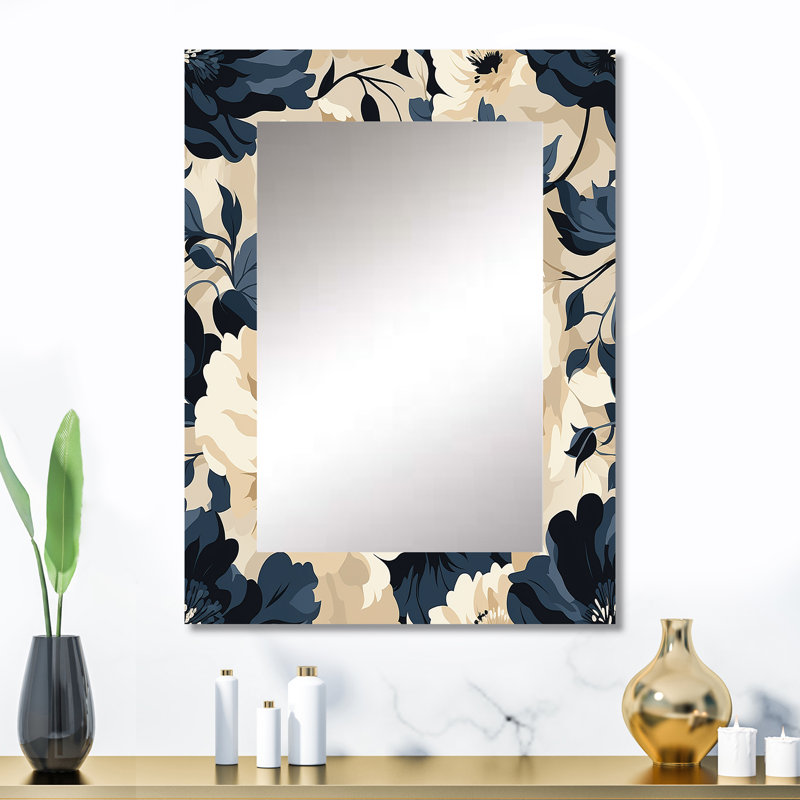 Skrolan Floral Tropical Tranquility Vibes - grand miroir mural floral, miroir unique Cottage, impression d'art en métal
