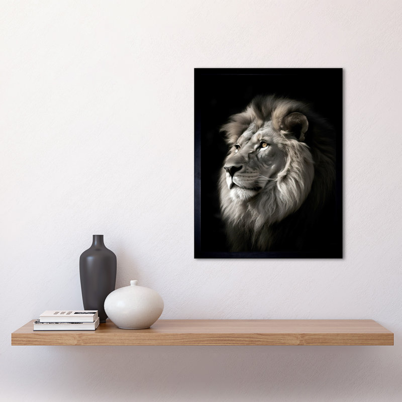 Meibh Lion Head Portrait 1 Piece Single Picture Frame Wall Art
