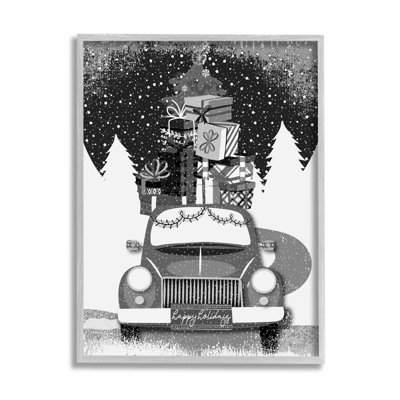 " Happy Holidays Gifts Car " by Andrea Jasid Grassi Painting Print