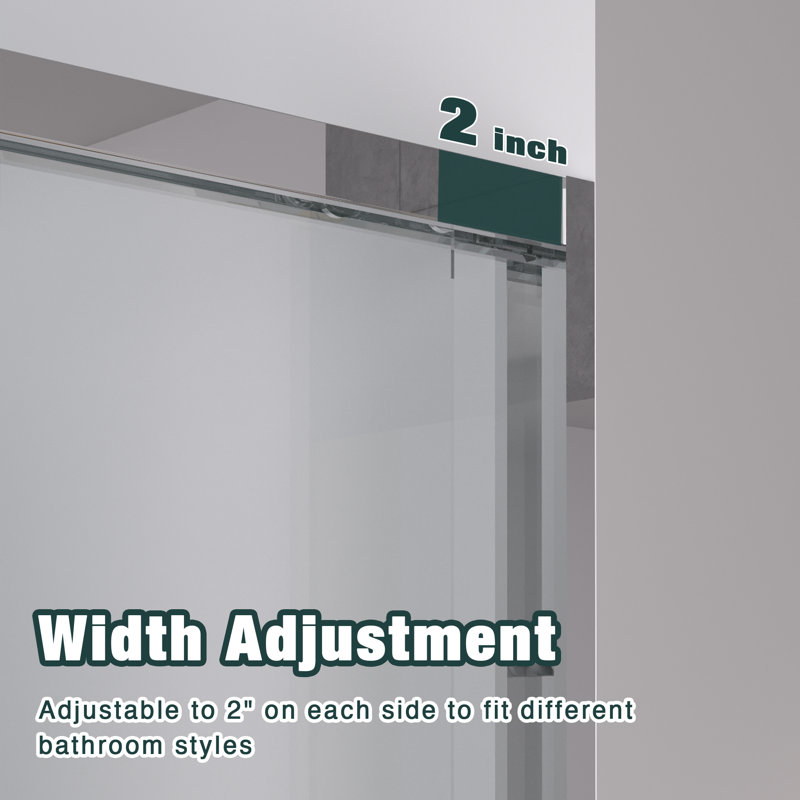 56-60" X 74" Double Sliding Bypass Shower Door With Aluminum Frame, 1/4" (6Mm) Clear Tempered Glass, Chrome Hardware