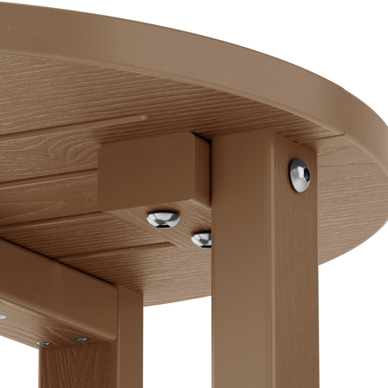 16 Inch Round Outdoor Side Table Adirondack Plastic/Resin Patio Side Table Weather Resistant End Table with Storage Shelf （Set of 2）