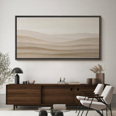 Large Framed Canvas Print Wall Art - Neutral Abstract Landscape Print for Minimalist Modern Wall Decor