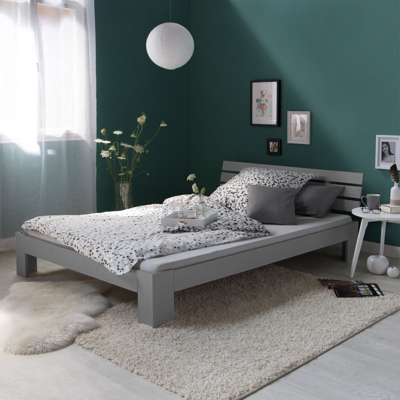 Mirielle Solid Wood Bed, 160 x 200 cm, Grey