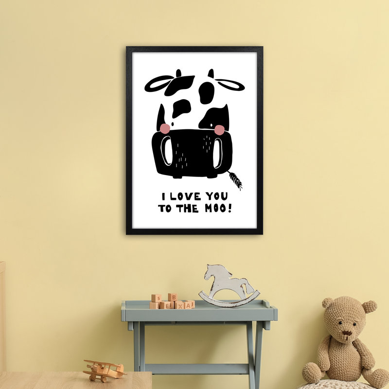 Cow by Miniofmine - Print, 63cm H x 46cm W x 3cm D, Brown Framed