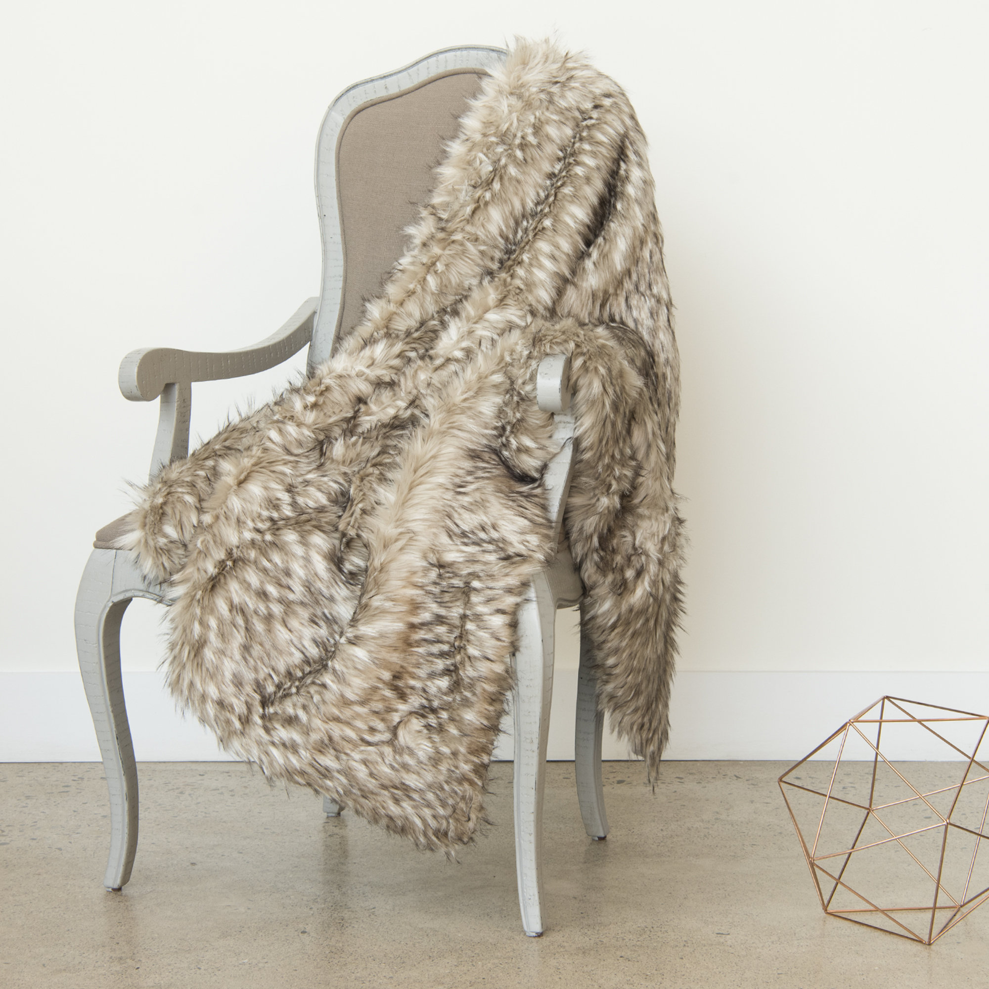 Stockholm Faux Fur Throw Blanket, 58" W x 60" L