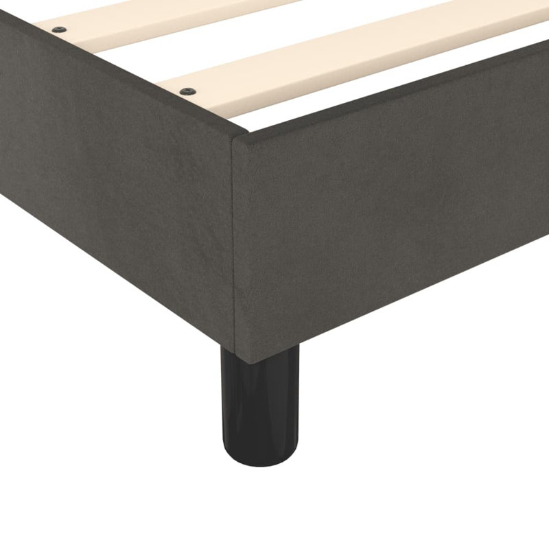 Box Spring Bed Frame Dark Grey Full Velvet , Dark Gray, Full