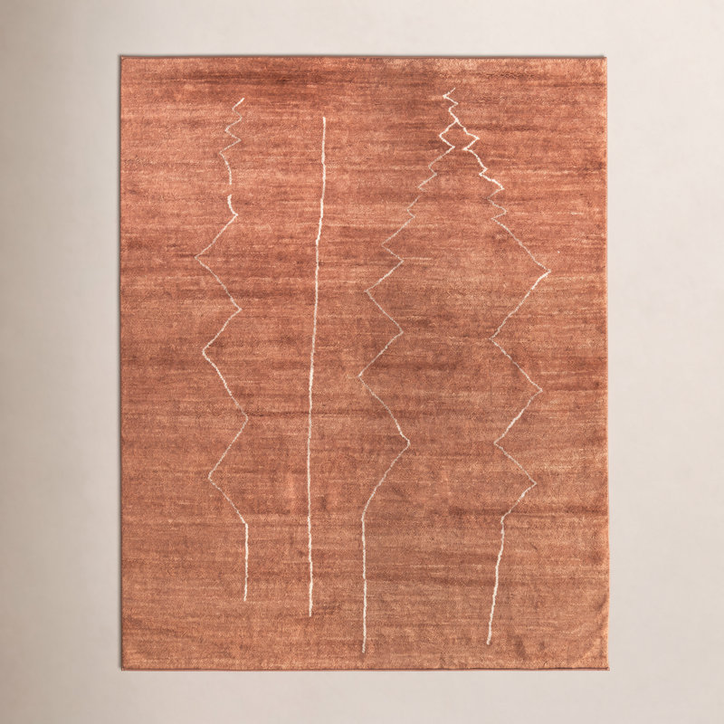 Tigerlily Agape Modern Abstract Orange Area Rug, Rectangle 5'6" x 8'6"