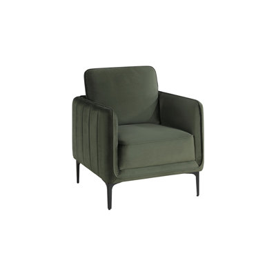 Beautiful Elegant 1Pc Accent Chair Dark Green Velvet Fabric Upholstered Plush Metal Legs Living Room Chair