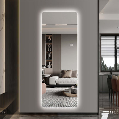 Miroir mural pleine longueur à DEL avec 3 températures de couleur, gradation continue et support incassable pour les intérieurs modernes
