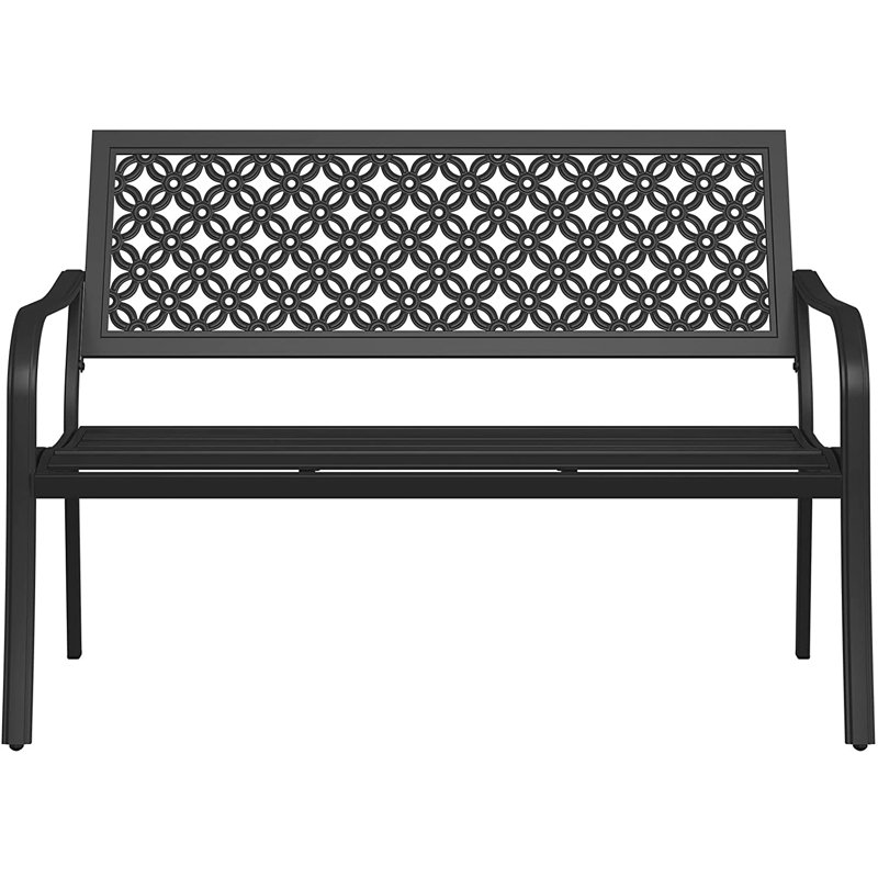 Red Barrel Studio Powder Coated Steel Garden Bench, Black
