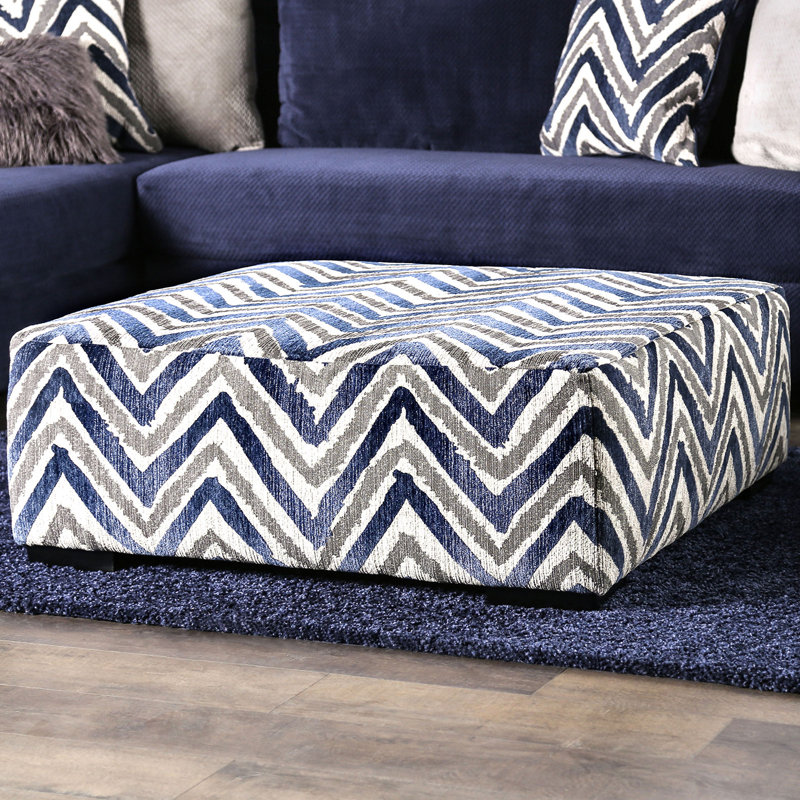 41.6" W Transitional Ottoman, Zigzag Multi
