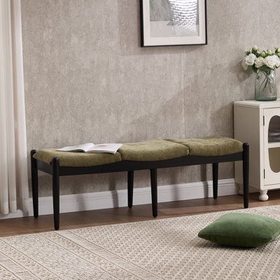 Banc rembourré pour 3 personnes avec structure en bois massif, banc Framhouse pour chambre / bout de lit / vestibule