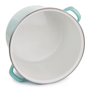 Martha Stewart 12 Quart Enamel On Steel Stock Pot with Glass Lid in ...