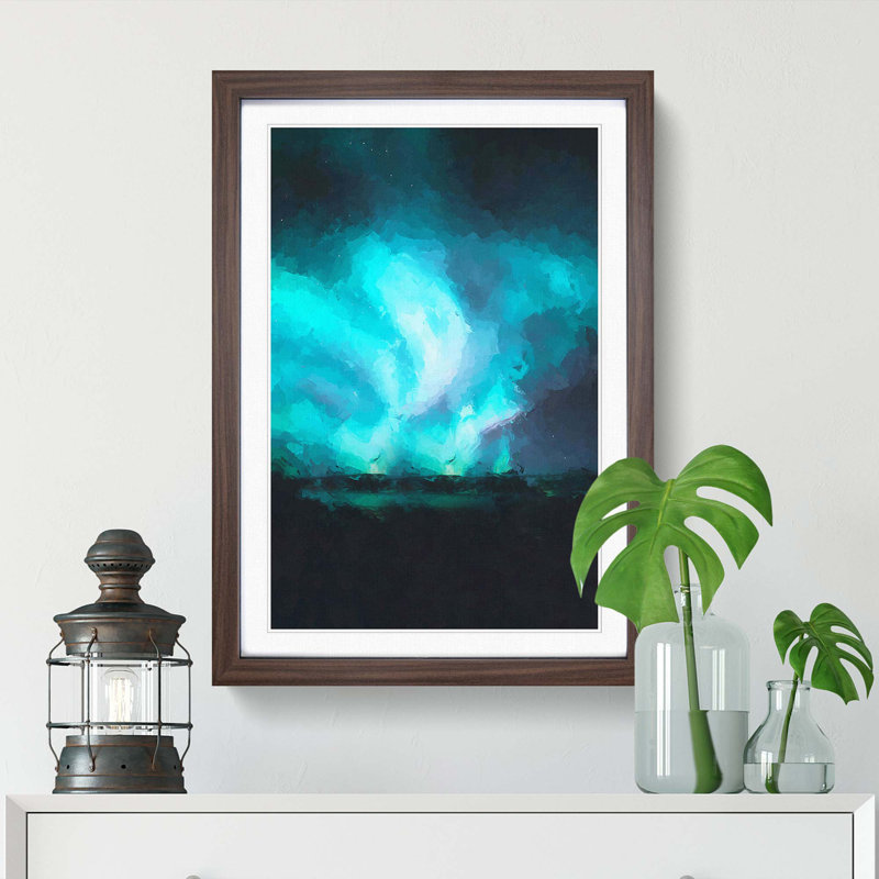 Polar Lights in Iceland in Abstract - Picture Frame Graphic Art Print, Walnut, 76cm H x 50cm W x 2cm D