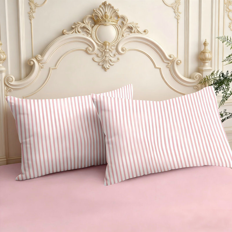 Pink Striped Comforter Set Stripe Comforter Soft Lightweight Pinstripe Dorm Bedding Set For All Seasons, Pink