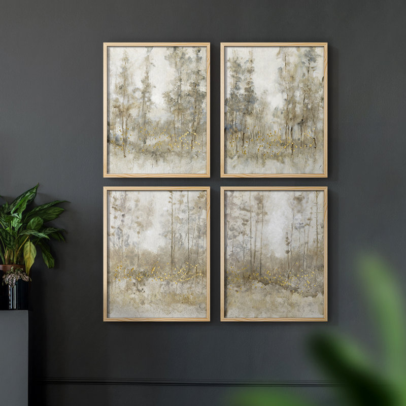 Thicket of Trees I, impression encadrée - ensemble de 4, H 10 po x l 32 po