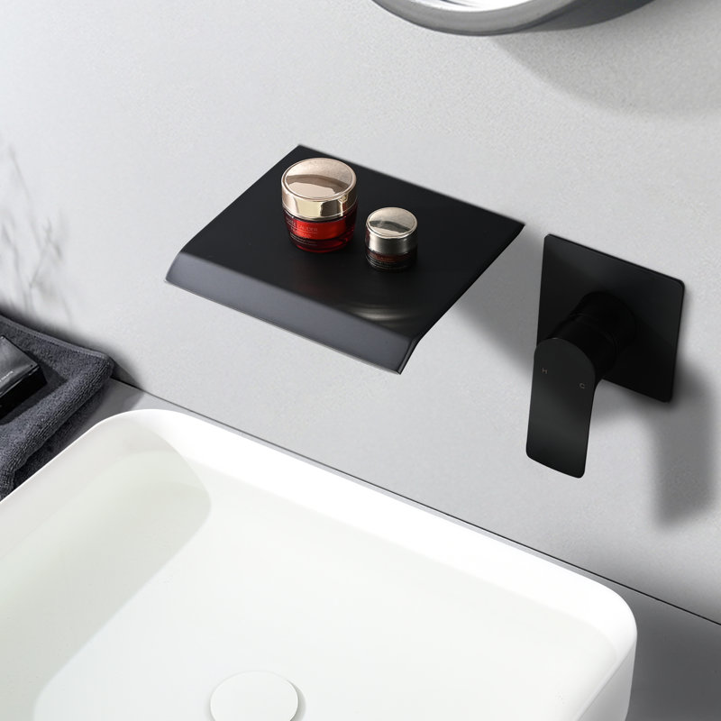 Wall Mount Waterfall Tub Faucet, Matte Black