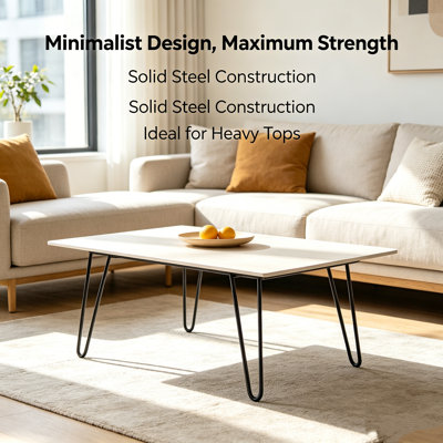  Heavy-Duty Solid Carbon Steel 16 Inch Hairpin Table Legs, Set of 4, Heavy Duty 880lbs Load Capacity, Black Industrial Metal Legs for Dining Table, Workbench, Desk, DIY Furniture