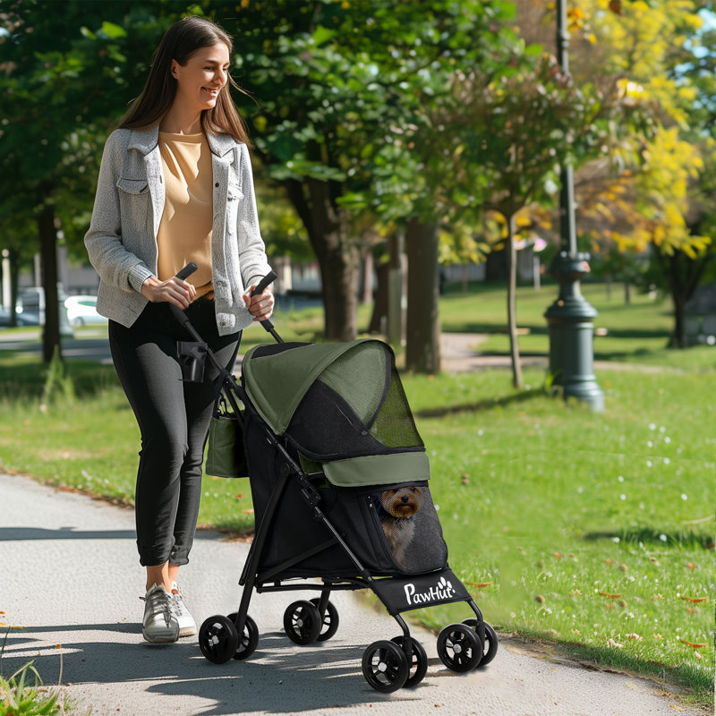 Foldable Pet Jogger Stroller, Dark Green