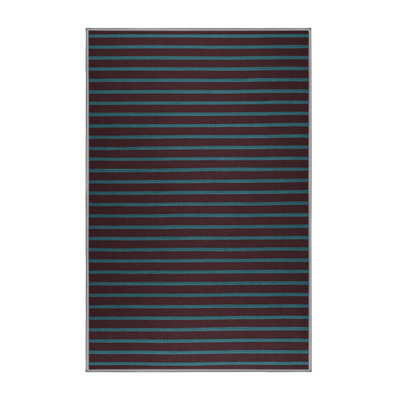 Tapis brun à rayures horizontales lavable à la machine