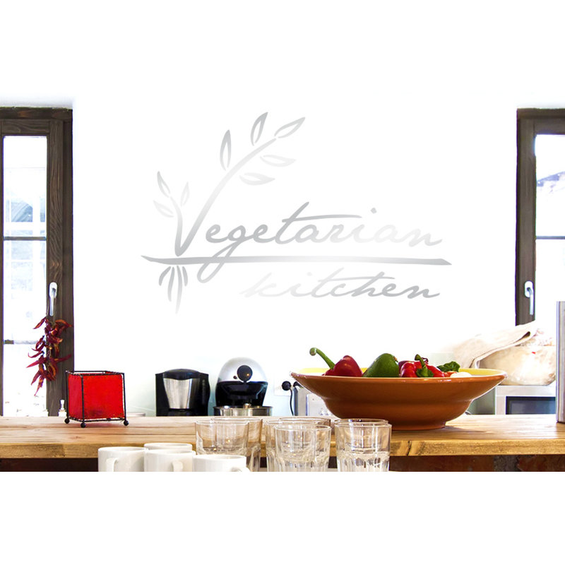 Vegetarian Kitchen Wall Sticker, Shiny Silver, Medium
