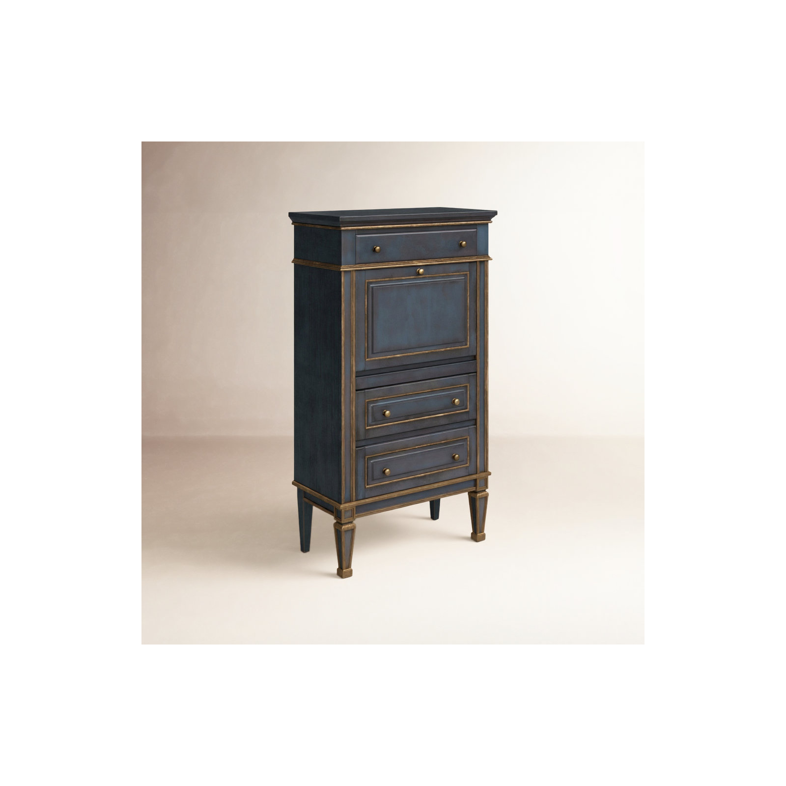 Valmont 1-Door Mirrored Accent Cabinet , Blue