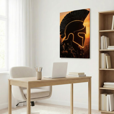 Ensemble de 1 tableau sur toile représentant un casque spartiate