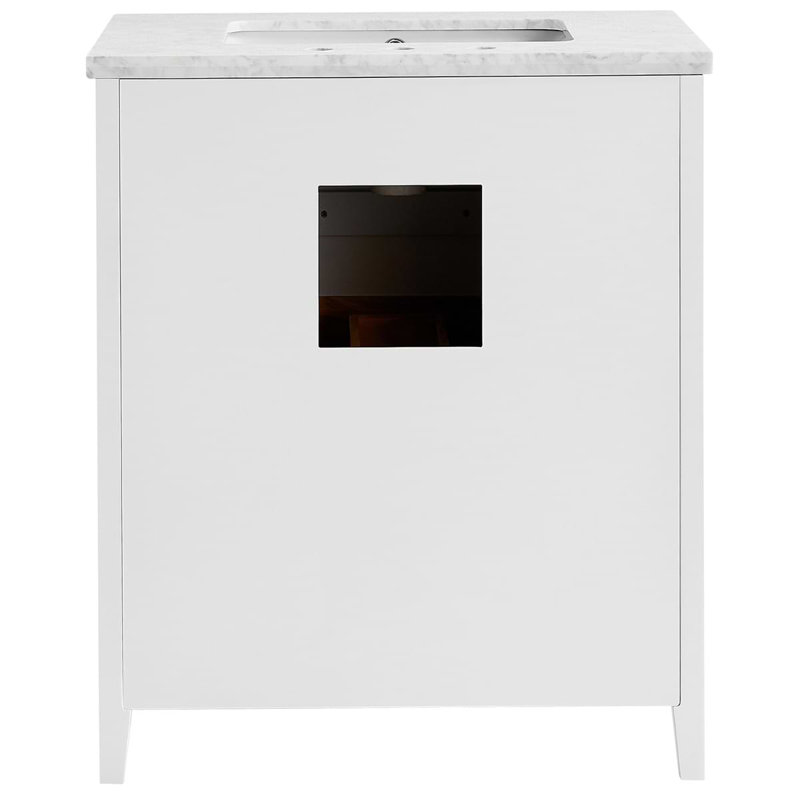 Iconic 30" Freestanding Standard Single Bathroom Vanity with Top, White, Silver