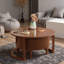 Table basse vintage gigogne avec tiroir et cannelure